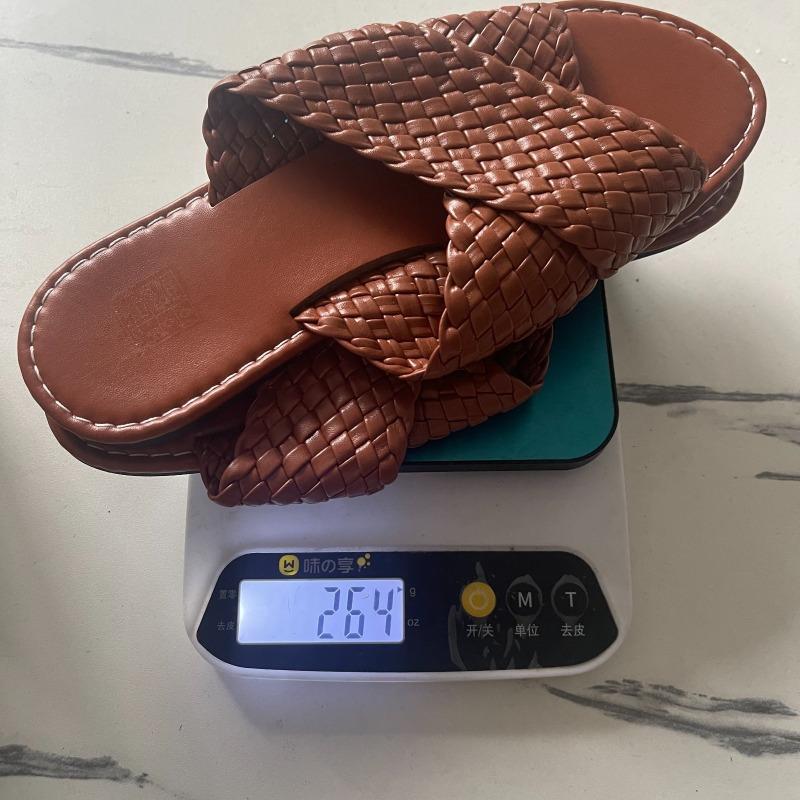 5 Summer new round head crossed flat-bottomed slippers women's large size simple woven beach cool slippers batch