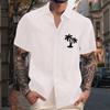 Men's Vintage Button Down Bowling Shirts Short Sleeve Summer Beach Shirt