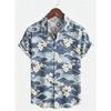 Chemise à revers homme Printemps Été, Impression Traditionnelle Fleur de Cerisier Vague Bleue Hauts Décontractés Pour Tenue Quotidienne Vacances Plage Rue