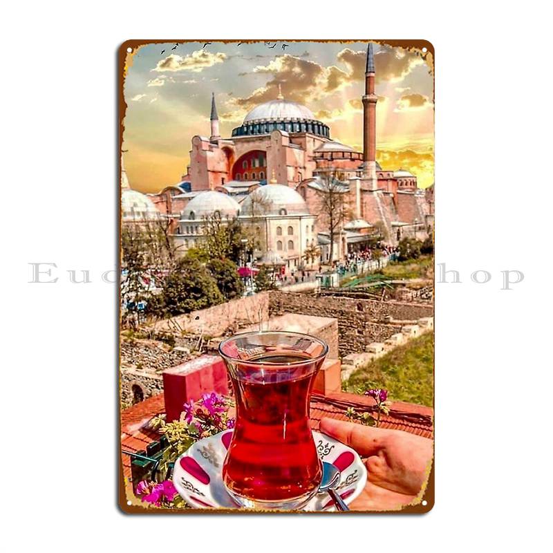 Прекрасный чай в Стамбуле Металлическая табличка Гараж Индивидуальная печать Забавная настенная индивидуальная жестяная табличка Постер 20x30cm