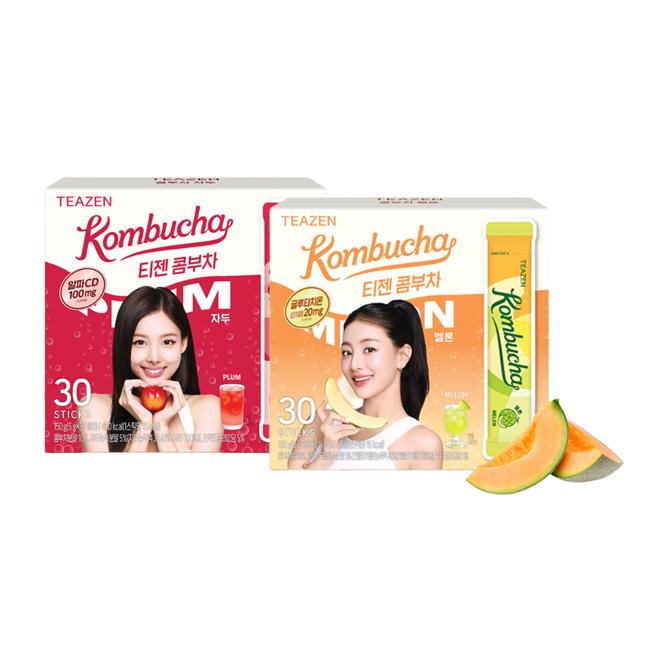 Teazen Kombucha Melon Glutathione 30 Sticks, Plum Alpha-CD 30 Sticks (12 Options)