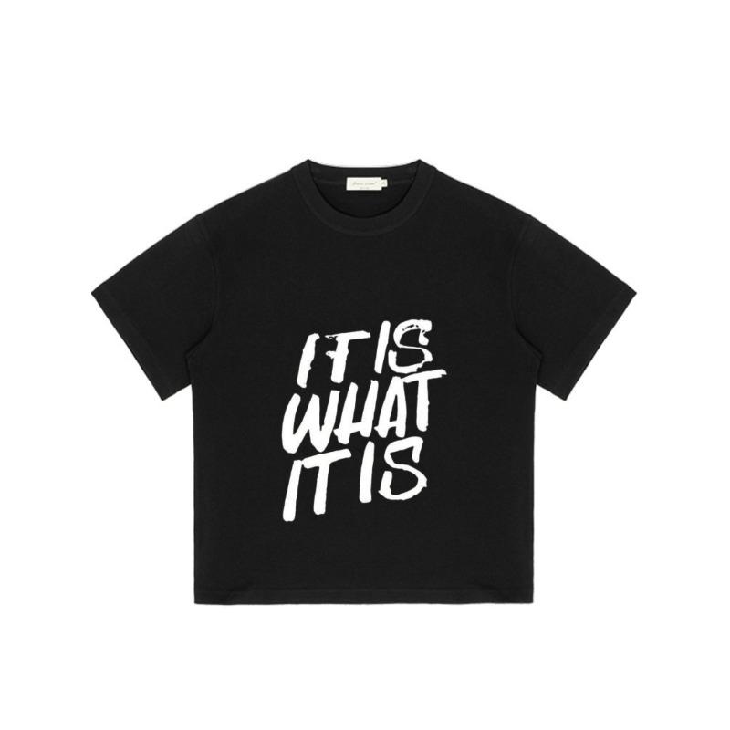 Black T Shirt with It Is What It Is Print for Casual Wear