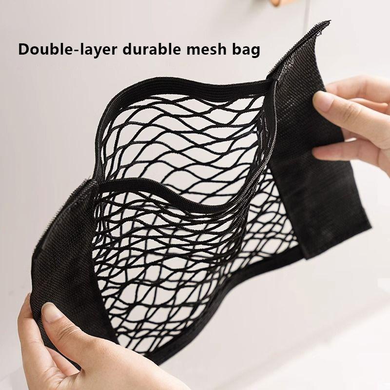 Filet de rangement pour porte d'armoire de cuisine, sac adhésif pour articles divers, pochette élastique avec ruban de fixation en nylon, organisateur de voiture
