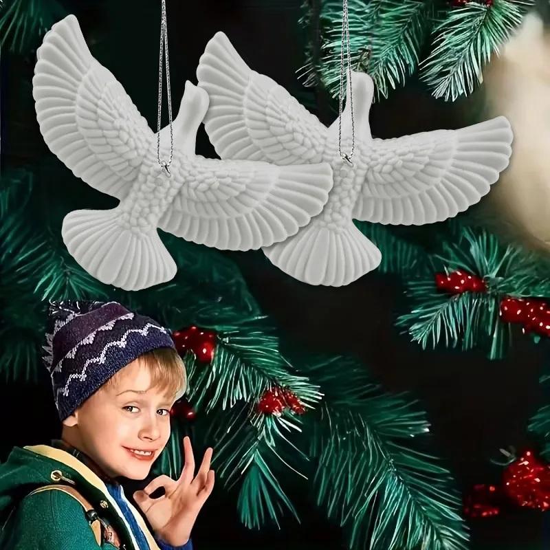 2 Stück kleine weiße Taube Weihnachtsbaumdekoration Weiße Kleine Flügel Kreativ Niedlich Ländlicher Stil Vielseitig DIY Anhänger