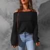 Pull pour femme coupe ample épaules dénudées couleur unie manches longues