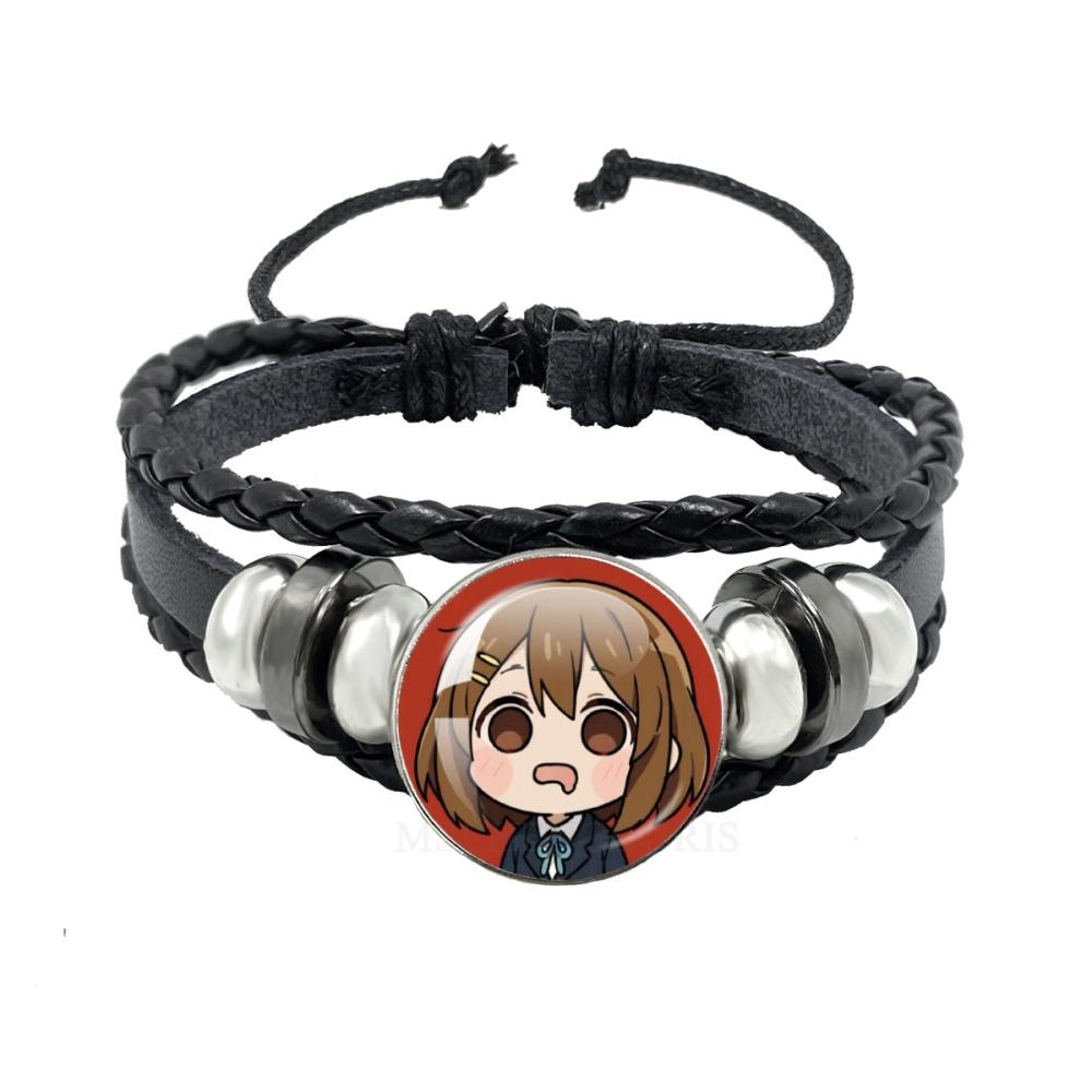 Anime K-ON Leather Bracelets Hirasawa Yui Akiyama Mio Tainaka Ritsu Multilayer Braided Black Bracelet Bangles Jewelry Gift
