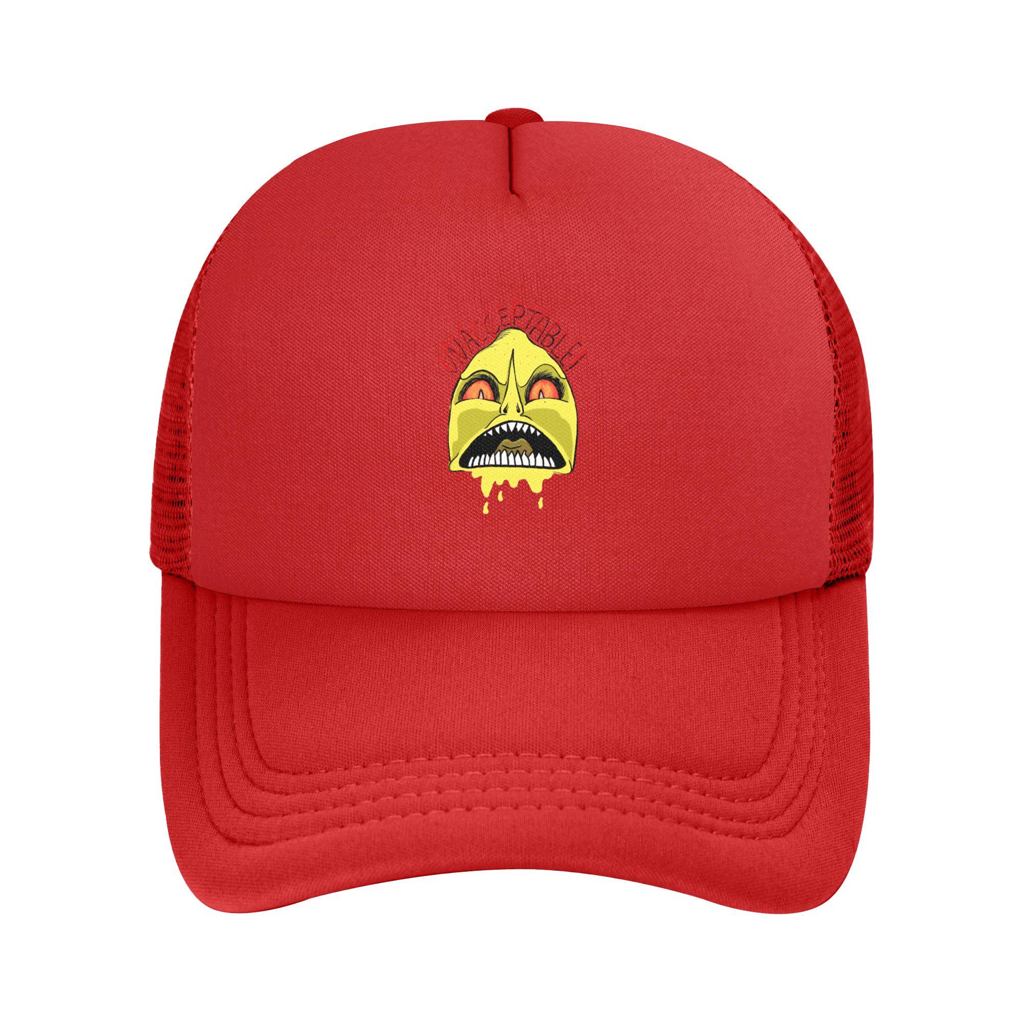 Unacceptable Scary Lemongrab Trucker Cap Adult Hats Trucker Worker Cap Sun Hats Breathable Snapback Caps Mesh Baseball Cap One Size