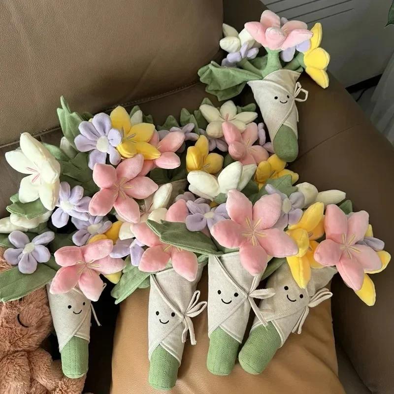 Handheld Plush Flower Toys Home Parties Eternal Flower Decorations Christmas Lovers Thrift Clubs Props Gifts 1pcs