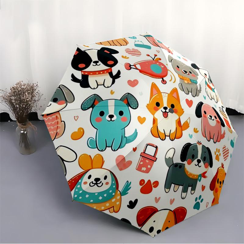 1pc Dogs, Cute Automatic Folding Umbrella - Portable Collapsible Design, 8-Rib Iron Frame, Durable Fabric Yy251125156
