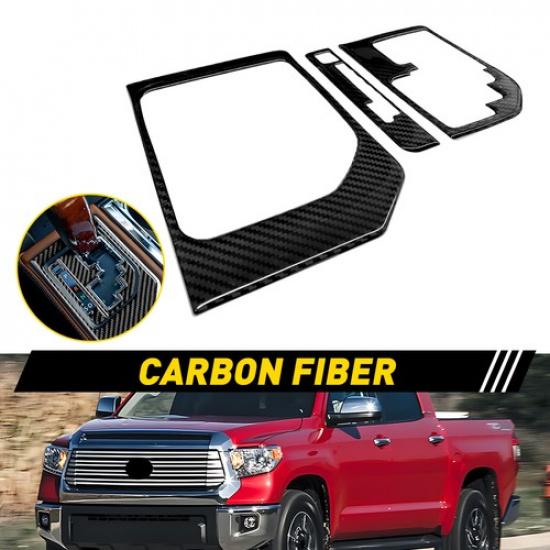 Fit Toyota Tundra 2014- Gear Shift Panel Carbon Fiber Interior Frame Trim 3X