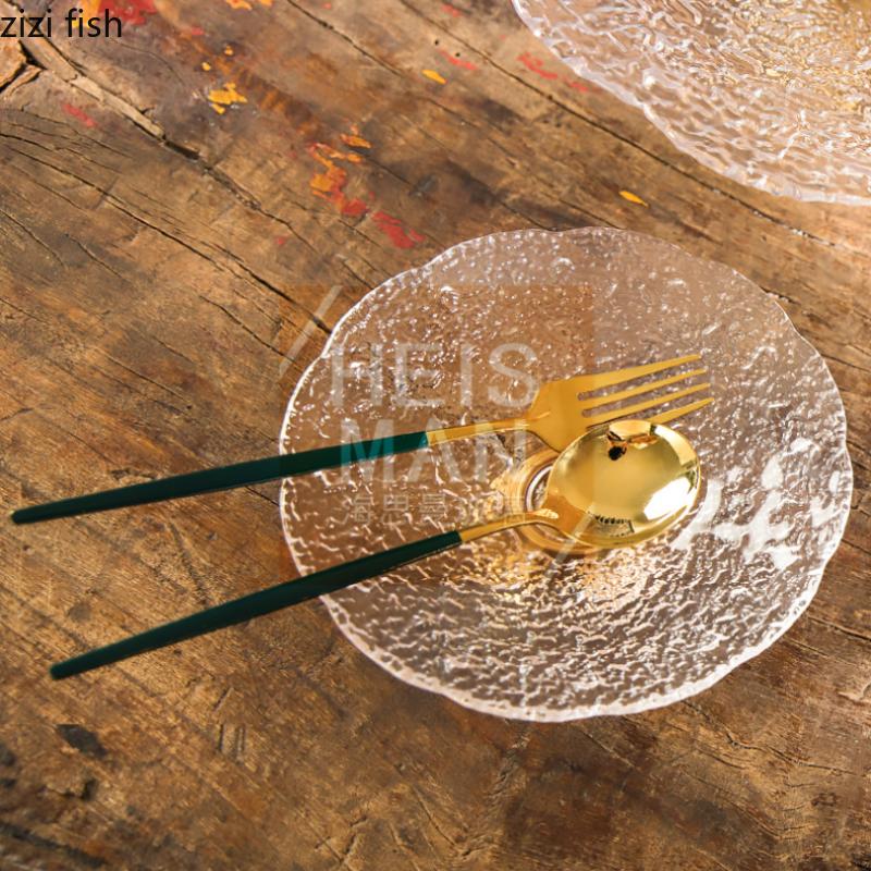 High Foot Glass Plates Fruit Plates Salad Bowl Candy Plate Snack Trays Cake Stands Dim Sum Dish Refreshment Plate Dessert Bowl