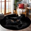 Black Cat  Pattern Round Shape Floor Mats Kitchen Hallway Runner Rug Bedroom Living Room Soft Carpet Non-slip Area Rug