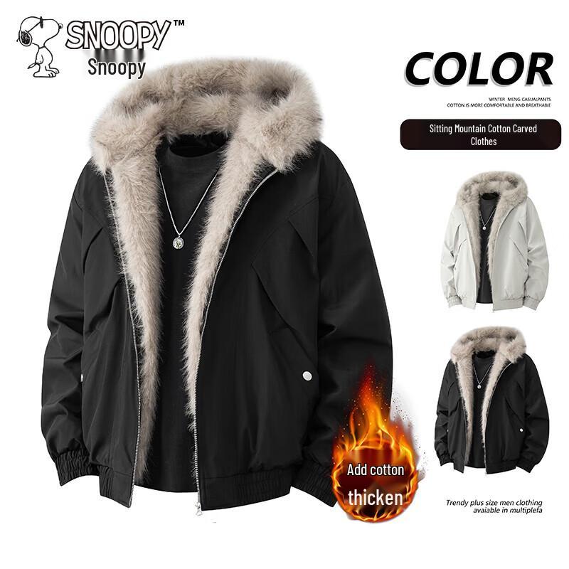 Snoopy Men's Warm Hooded Padded Jacket