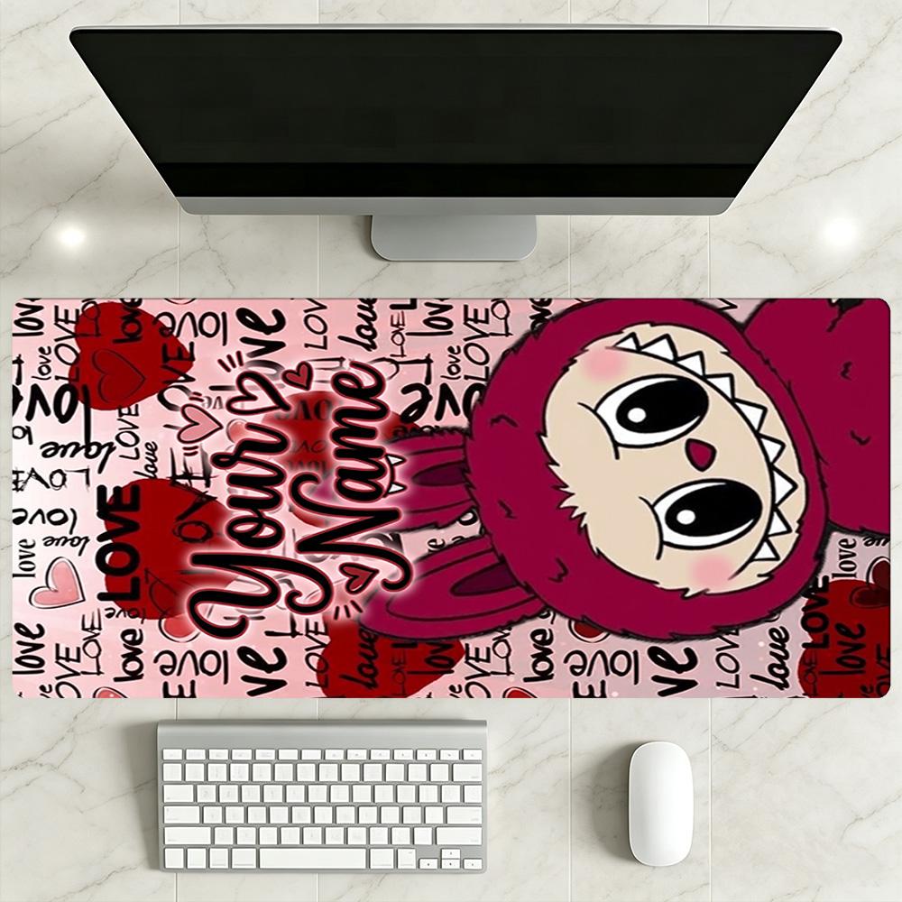 Labubu Customizable Name Mouse Pad Office Mouse Mats Desktop Mouse Pad Non-Slip Rubber Bottom Office Desk Accessory