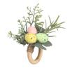 6 Pcs Easter Napkin Ring Artificial Plants Colorful Eggs Napkin Holder for Home Restaurant Festival Holiday Party