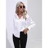 JPNTKY Women's Fashion Casual Solid Color Print Long Sleeve POLO Neck Blouses & Shirts