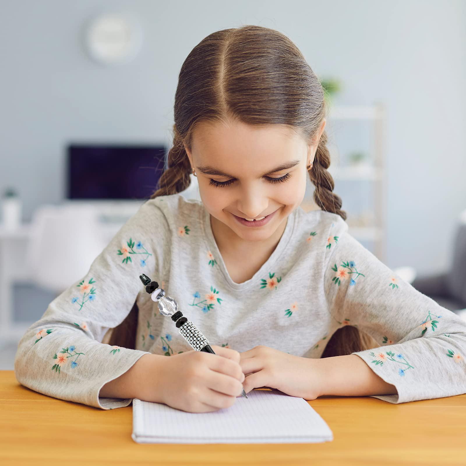 

20 шт. DIY шариковая ручка с бриллиантовыми бусинами, самодельные ручки с бисером, креативные цветные ручки со стразами, школьные канцелярские принадлежности