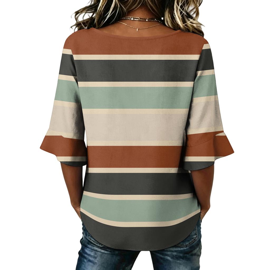 Long Sleeve Shirts for Women Womens Long Sleeve Tops Long Sleeve Tops for Women Womens Long Sleeve T Shirts Casual Striped V Neck Blouse