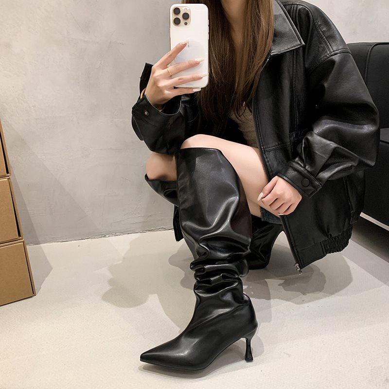 Boots Spice Girl Wide Boots Pointed Skinny Over Knee Long Boots New Fashion Thin Heel Boots Large Tube Pile Large Size