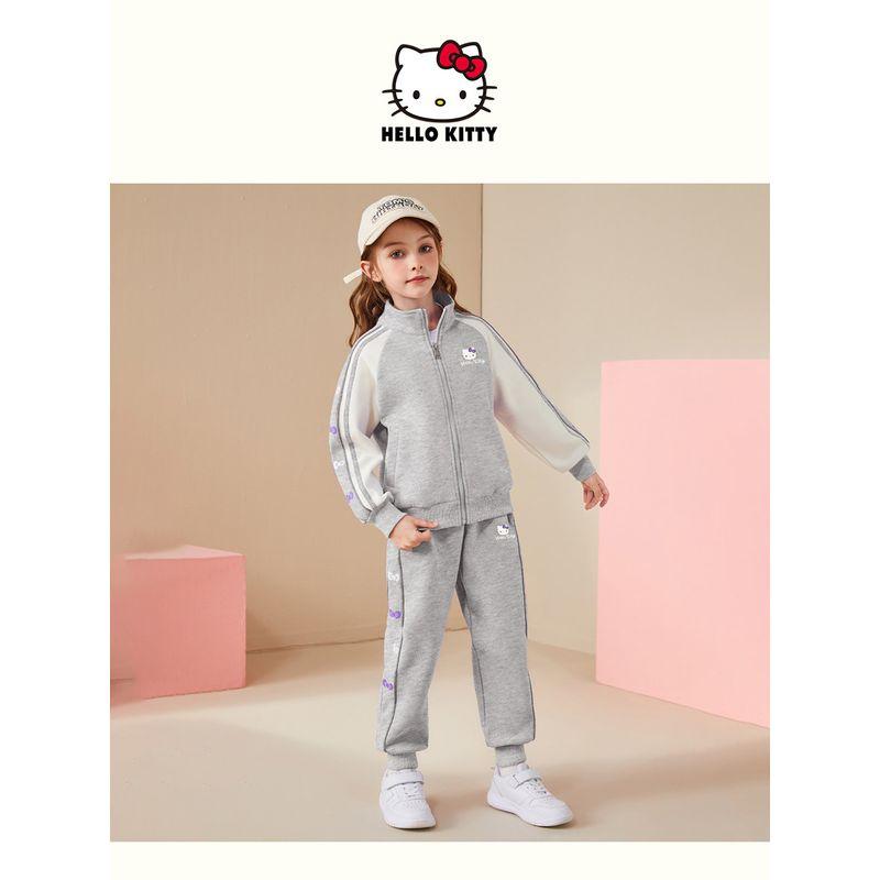 Hellokitty Girls' Sports Suit 2025 New Sports Casual Autumn Outfit for Older Children, Two-Piece Trendy Set for Autumn