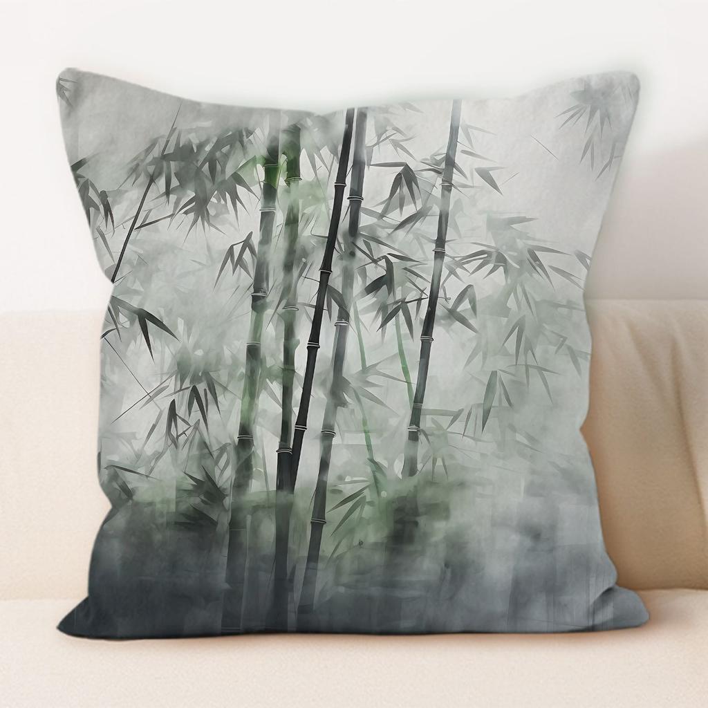 Traditional Chinese Ink And Bamboo Pillowcase, Suitable For Home Sofa Decoration, Living Room, Dormitory