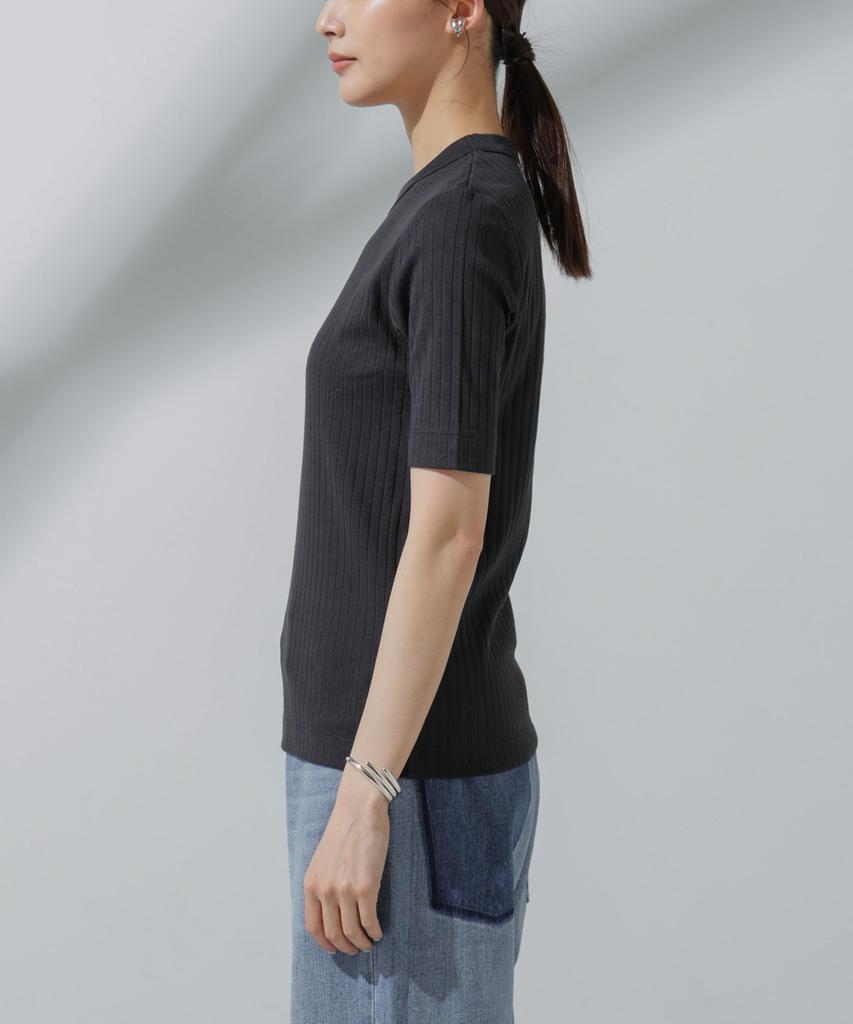 Nano Universe Sweat Crew Neck Ribbed Size Greige Anti-Soaked(R) Stain-Resistant T-Shirt, Small,