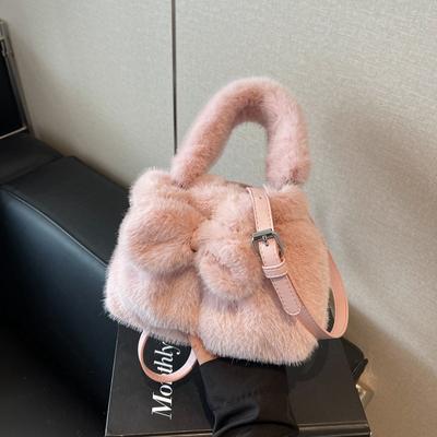 Herbst und Winter Plüsch tragbare Eimer Tasche weibliche Explosion Mode High Sense süße Schulter Messenger Bag