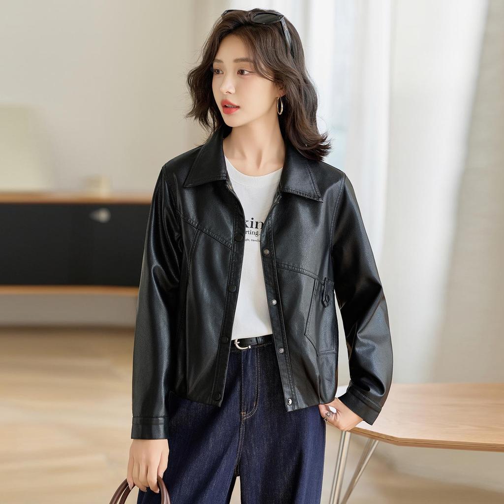2025 Spring/Autumn Women's Sheepskin Leather Jacket - Short, Genuine Leather, Casual Style