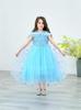 Elsa Princess Dress for Girls - Frozen-Inspired Summer Gown with Gauze Skirt & Cape, Festival Formal Dress with Accessories