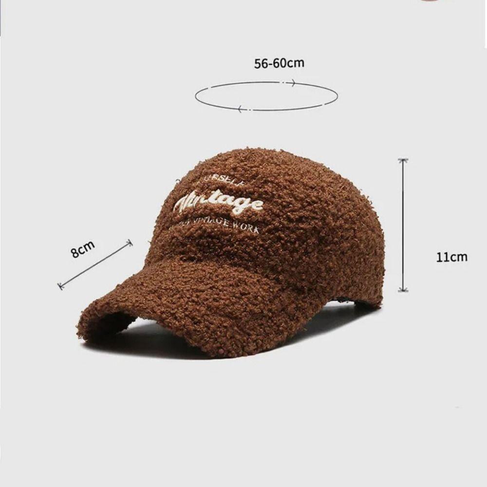 Fashion Plush Baseball Hat Women Couple Cap New Lamb Wool Baseball Cap