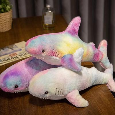 45/60cm Cute Colorful Shark Plush Toy Soft Stuffed Speelgoed Animal Reading Pillow For Birthday Gifts Cushion Doll Gift For Kids