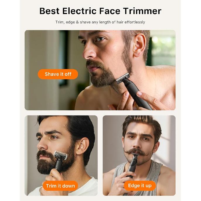 [2025 Upgraded Beard & Body Hair Trimmer for Men [All-in-One] USB-C Fast Charging, Groin & Ball Hair Painless Electric Shaver, Travel Razors,