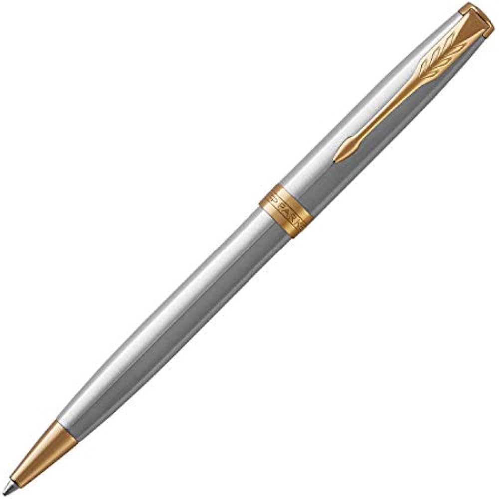 PARKER Parker Ballpoint Pen Sonnet Stainless Steel GT Medium, Permanent Imported in Gift Box 1950798