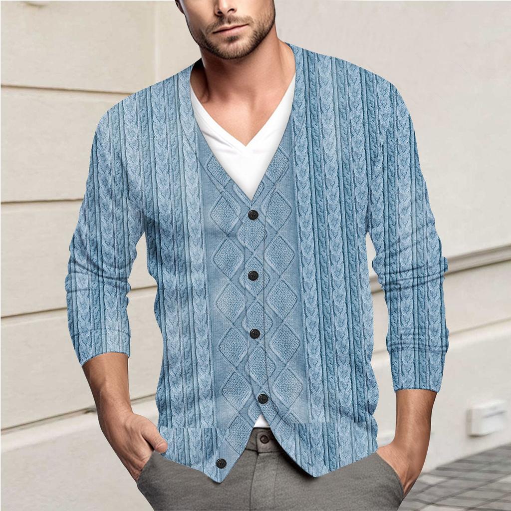 Men'S Casual Long Sleeved Single Breasted Fashionable Cardigan Button Up Jacket