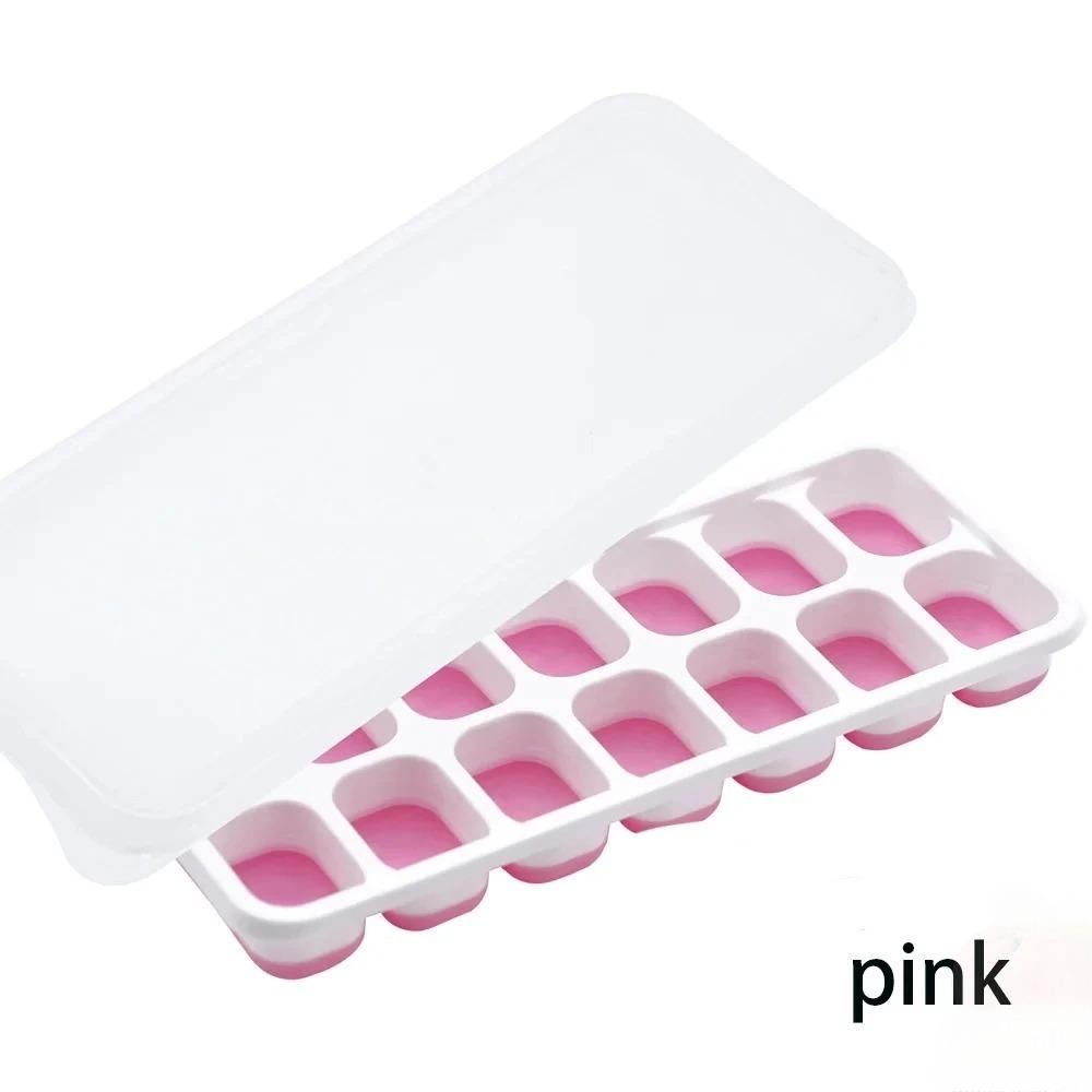 14 Grid Ice Cube Square Ice Cube Mold with Lid  Silicone Ice Cube Soft Bottom  Easy To Demold Ice cube ice grid film equipment