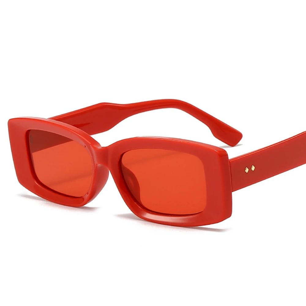 Ins Popular Fashion Square Women Sunglasses Red Retro Shades UV400 Men Trending Oval Sun Glasses