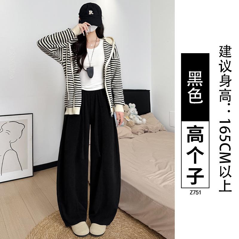 White Wide-leg Pants Women's New Autumn Velvet Thickened Loose Lazy Wind Straight Casual Corduroy Pants