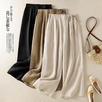 DIMANAF 2026 Nuovi Pantaloni Lunghi Estivi in Cotone e Lino da Donna Taglie Forti Vintage Larghi Vita Elastica Casual Pantaloni da Donna Abbigliamento