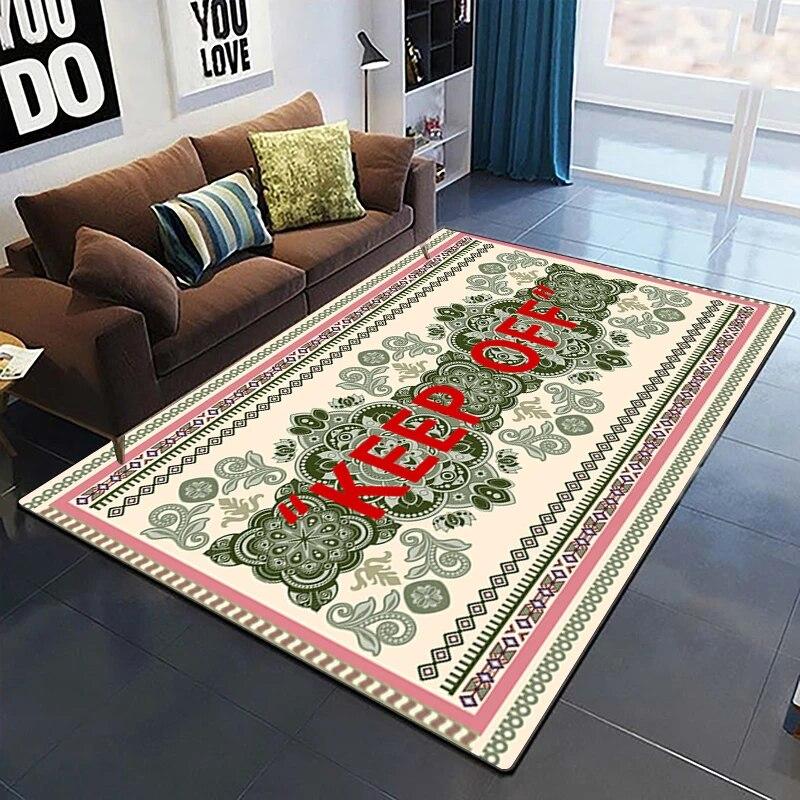 Keep Off Pattern Dekorativer quadratischer Teppich Modernes Haus Wohnzimmer Boden Matte Schlafzimmer Teppich Kunst Poster Matte Fans Geschenk Alfombra