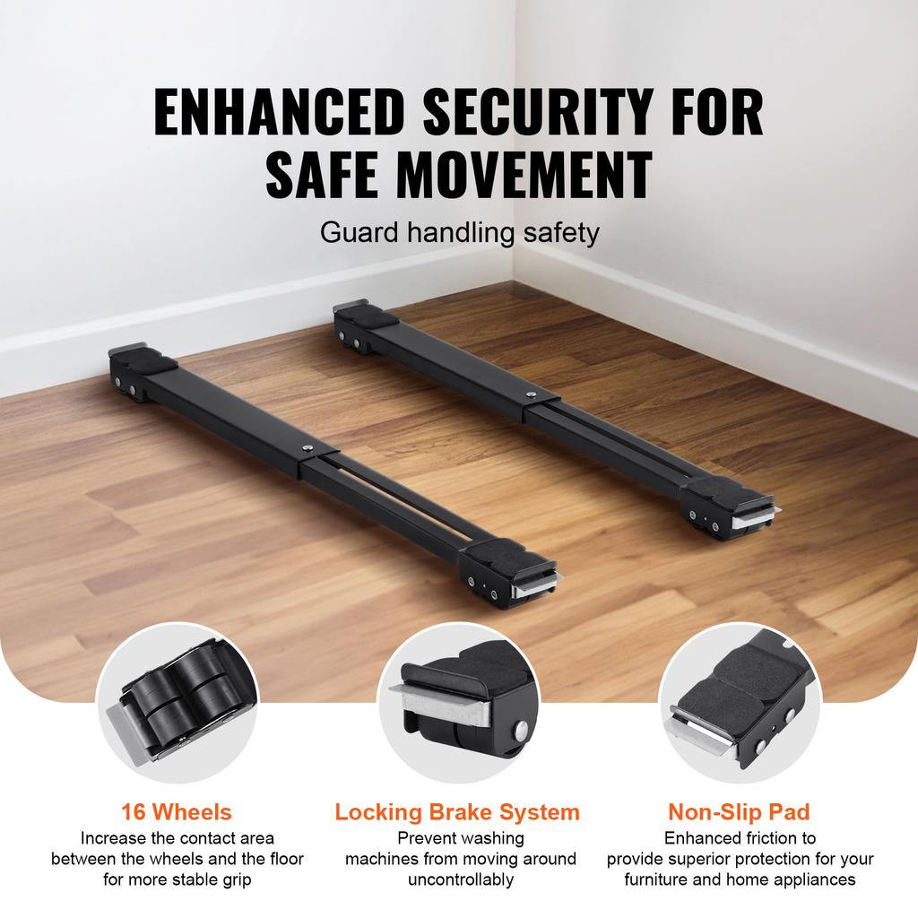 SucceBuy 660 Lbs Furniture Dolly Appliances Mobile Base Washing Machine Fridge Stand Movers for Refrigerators Dryers Dishwashers