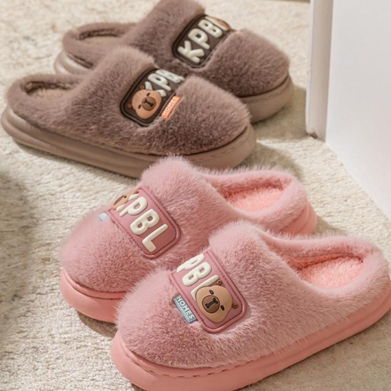 Cartoon New Cotton Slippers for Men and Women Fashion Thick-soled Plus Velvet To Keep Warm Autumn and Winter Cotton Slippers