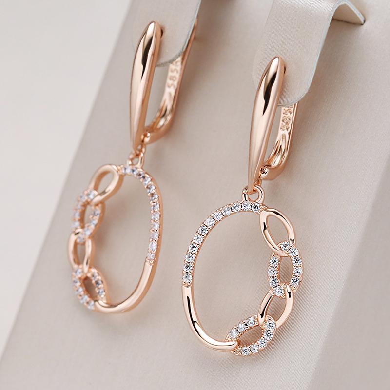 Kienl Trendige Rosegold Ethnische Braut Ohrhänger für Damen Vintage Hochzeit Natürlicher Zirkon Englische Ohrringe Täglicher Schmuck