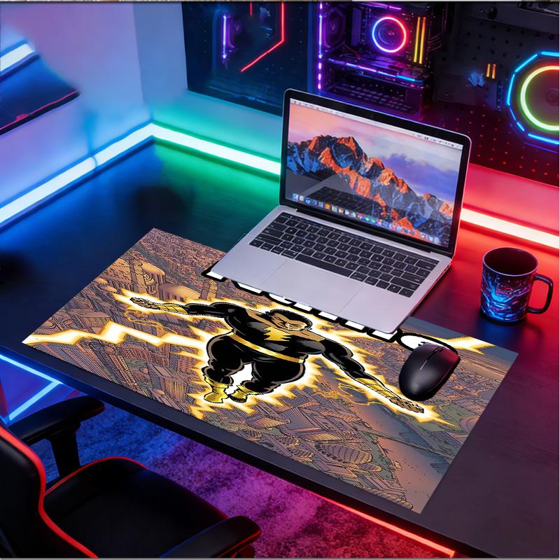 Custom Name Personalized Black Adam Pattern Mousepad, Laptop PC Desk Mat, Decorative Desk Mat for Home Keyboard Pad Gift
