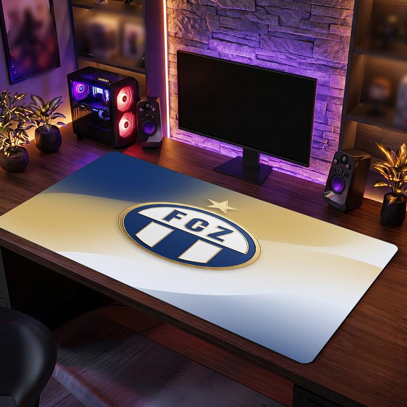 FC Zürich Theme Pattern Mouse Pad, Soccer Logo Design XXL Gaming Desk Mat Non-Slip Computer Mouse Pad