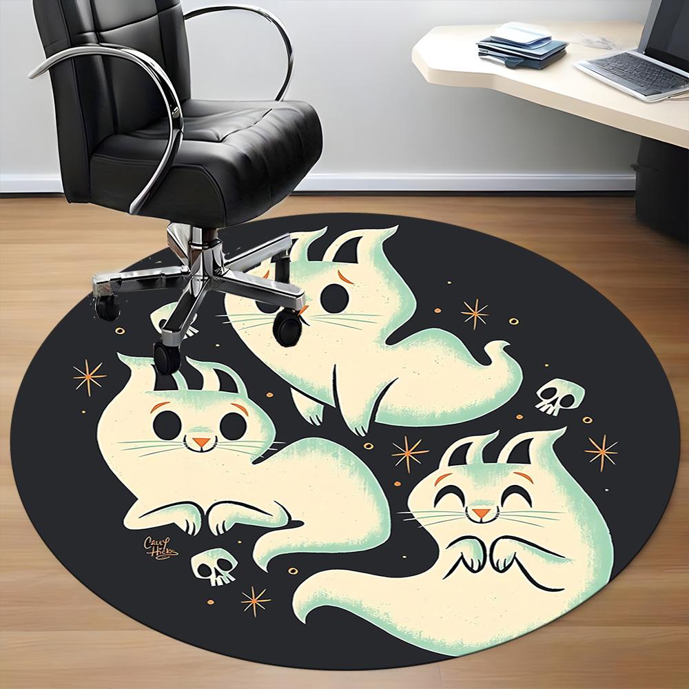 1pc Ghost Bunny Office Round Area Rug, Under Office Chairs Bedroom Living Room Home Decor, Room Deco