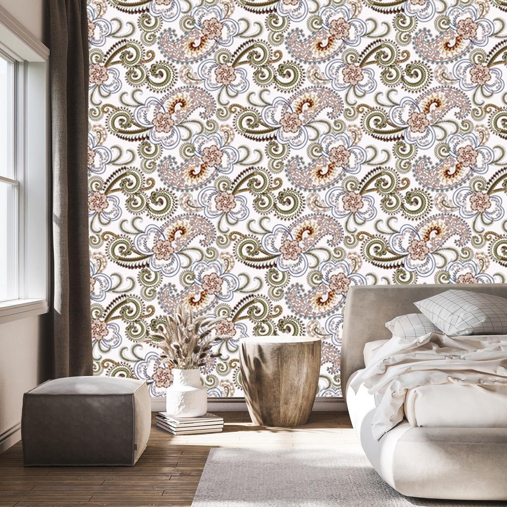 Wallpaper Colorful Paisley Pattern for Living Room and Bedroom 50x1000