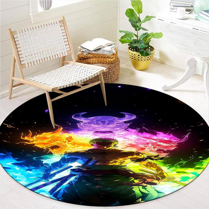 Roronoa Zoro Round Area Rug Carpet Rug For Living Room Bedroom Sofa Playroom Decor Nonslip Floor Mat