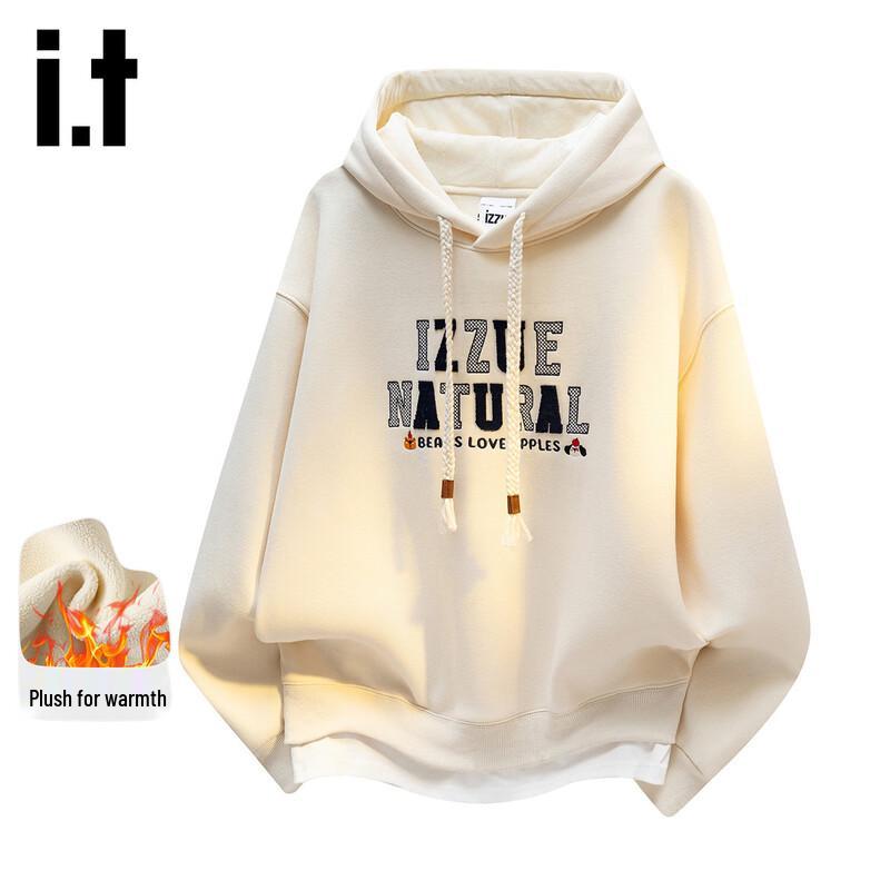 Izzue It Women s Fleece-Lined Hooded Sweatshirt with Brush Embroidery M