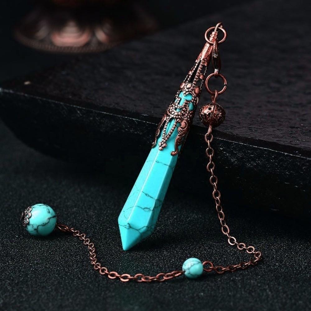 Energy Natural Crystal Pendulums Hexagon Cone Witch Spiritual Pendulos Jewelry Gift