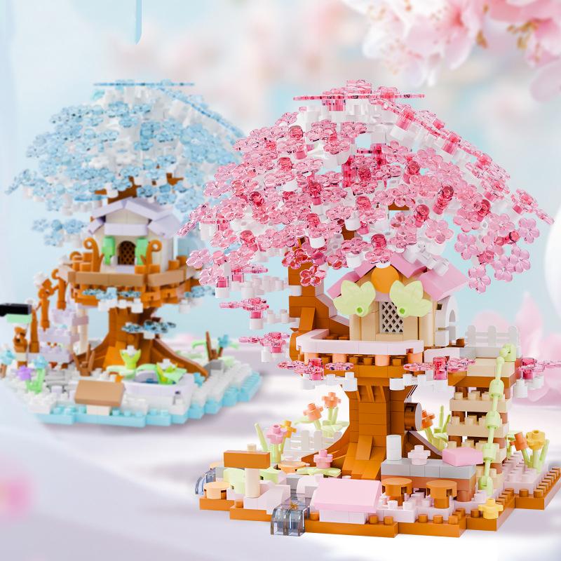 Flowers Sakura Bricks Construction Set Adult Micro Building Blocks Toys for Children Girl 6 Year Gift House Mini Blocks Kids Toy